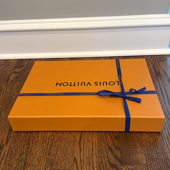 Louis Vuitton Gold Orange Blue Empty Shirt Gift Box Ribbon with Tissue Paper - Picture 5 of 13